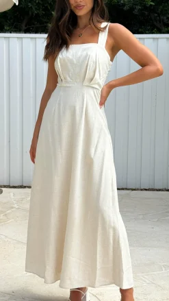 Zavory Maxi Dress - Oat / White