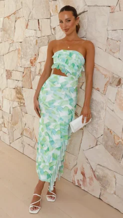 Zinnia Midi Dress - Green Floral