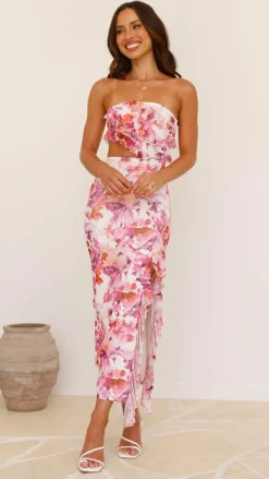 Zinnia Midi Dress - Pink/Purple Floral