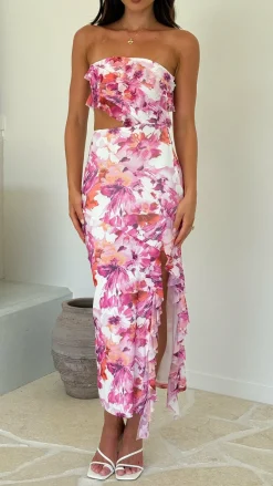 Zinnia Midi Dress - Pink/Purple Floral