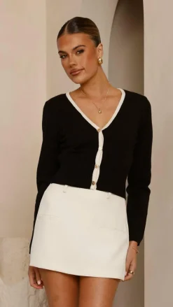 Ziva Button Up Top - Black/Cream