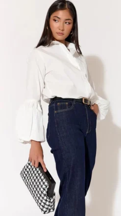 Zoey Boucle Timber Frame Clutch - Black/White