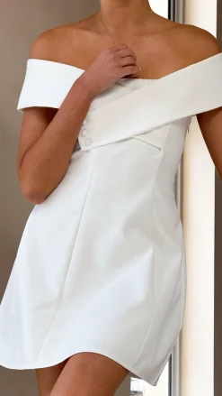 Zyan Off Shoulder Mini Dress - White